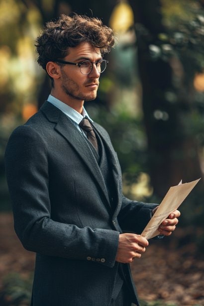 A reflective young male professional in a quiet outdoor setting, holding a job offer letter with a thoughtful expression. The scene captures the moment of trusting one's instincts when feeling uncertain about a job offer.