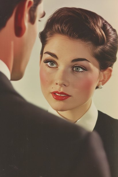 An image showing a young female professional in a conversation with a colleague. She has a polite but firm expression, subtly shaking her head, symbolizing the act of saying no. The colleague looks understanding, highlighting respectful workplace communication.