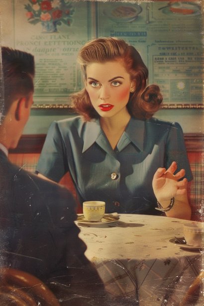 A young female professional, displaying a composed and respectful demeanor, is having a conversation with a male colleague across a small table. She's using hand gestures to emphasize a point, likely explaining why a particular task falls outside her responsibilities. Both individuals exhibit a professional and serious attitude, underscoring the importance of setting and respecting boundaries in a professional setting.