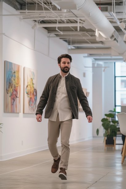 A young male professional in a modern office space